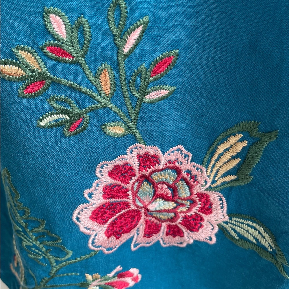 Johnny Was Messine Linen Embroidered Floral Maxi Skirt Size XS - Picture 4 of 10